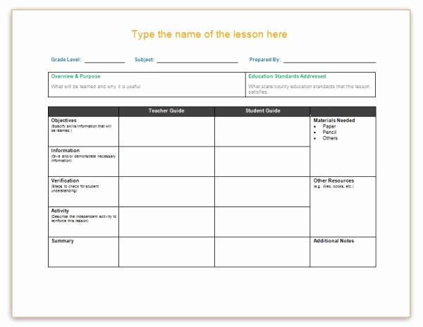 Lesson Plan for Microsoft Word Beautiful Lesson Plan Template Word