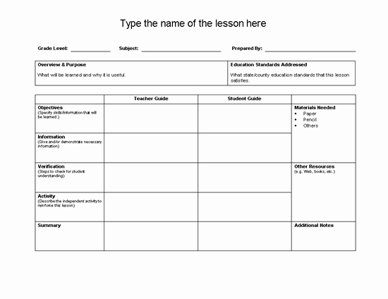 Lesson Plan for Microsoft Word Luxury Lesson Plans Template – Microsoft Word Templates