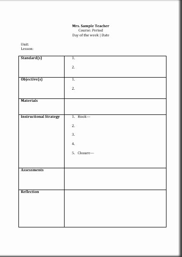 Lesson Plan Template for Adults Awesome Printable Lesson Plan Template Free to