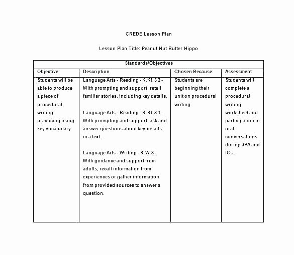 Lesson Plan Template for Adults Beautiful Free Lesson Plan Template for Adults – Middle School