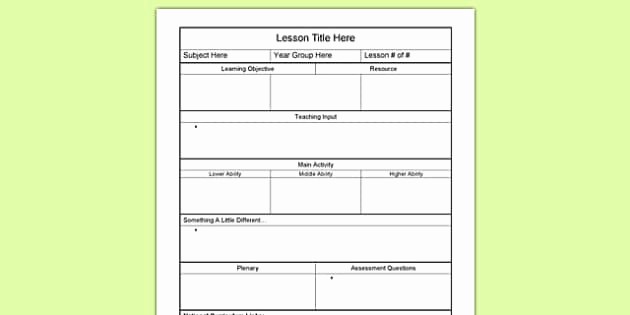 Lesson Plan Template for Adults Best Of Editable Individual Lesson Plan Template Lesson Planning