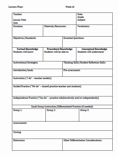 Lesson Plan Template for Adults Best Of the Idea Backpack Unit Plan and Lesson Plan Templates for