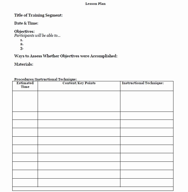 Lesson Plan Template for Adults New Lesson Plan Template for Adult Learners Train Like A