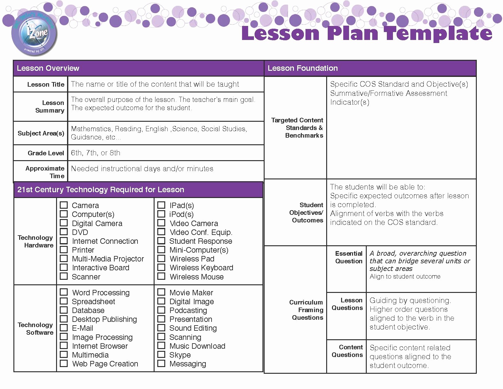 Lesson Plan Template for Teachers Beautiful Lesson Plan Template