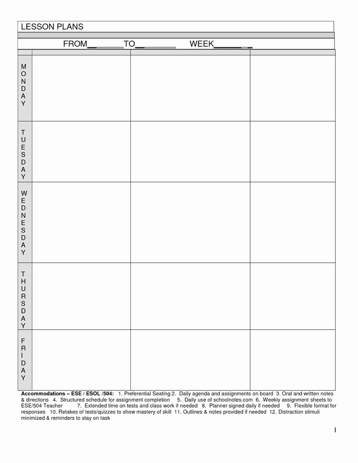 Lesson Plan Template for Teachers New Blank Lesson Plan Template It Works