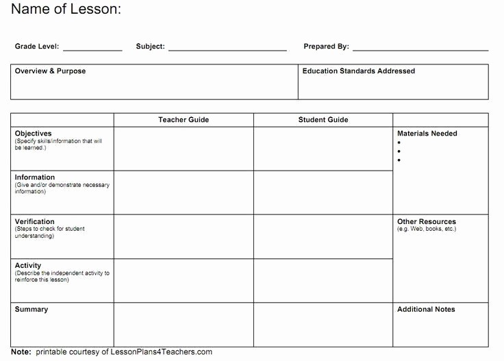 Lesson Plan Template for Teachers New Free Lesson Plan Templates 20 Word Pdf format Download