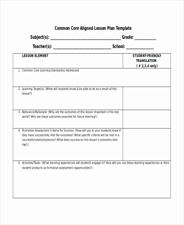 Lesson Plan Template Word Doc Awesome High School Lesson Plan Template Mon Core Lesson Plan
