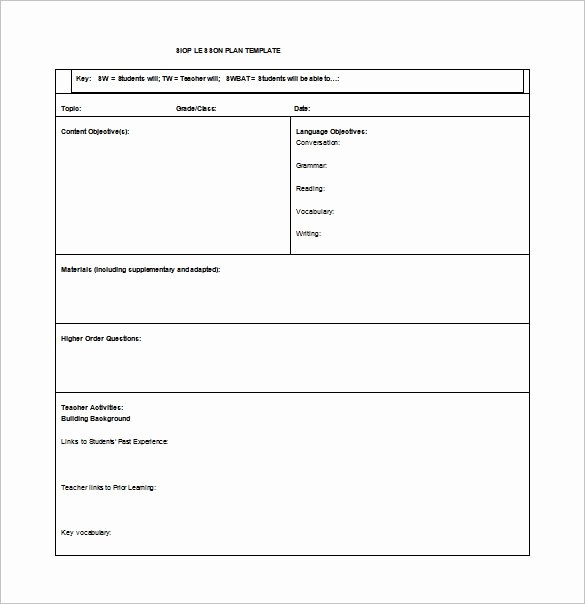 Lesson Plan Template Word Doc Elegant Siop Lesson Plan Template Free Word Pdf Documents