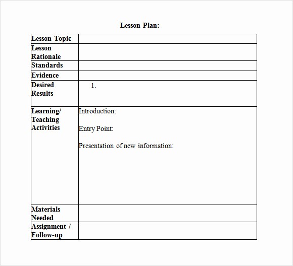 Lesson Plan Template Word Document Best Of 10 Sample Lesson Plans
