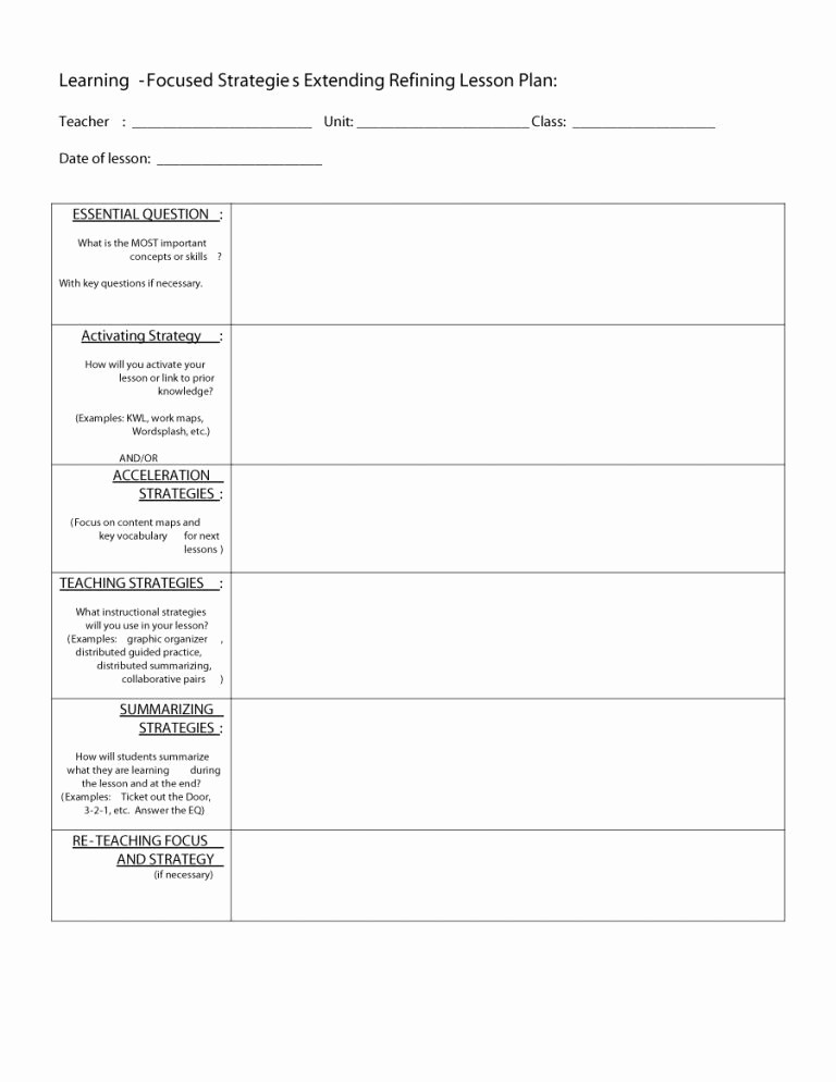 Lesson Plan Template Word Document Best Of Free Lesson Plan Templates Word Pdf Template Section