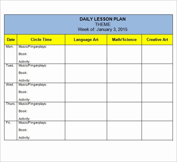 Lesson Plan Template Word Editable Elegant Preschool Lesson Plan Template 7 Download Free