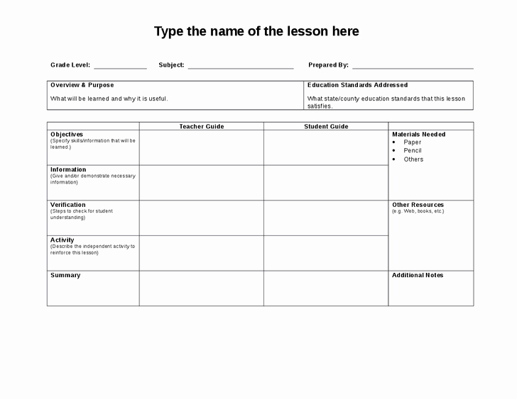 Lesson Plan Templates for Word Inspirational Lesson Plan Template Word