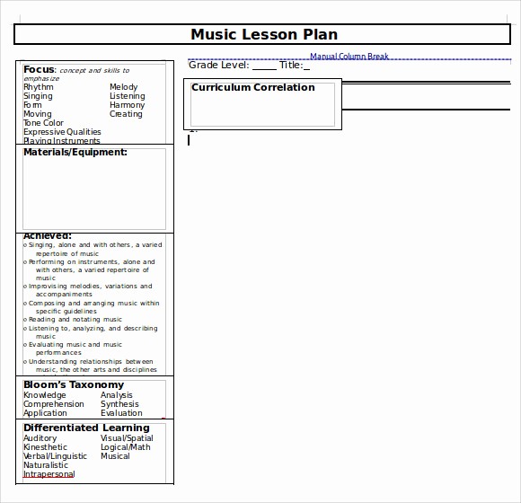 Lesson Plans for Microsoft Word Beautiful Preschool Lesson Plan Template Word