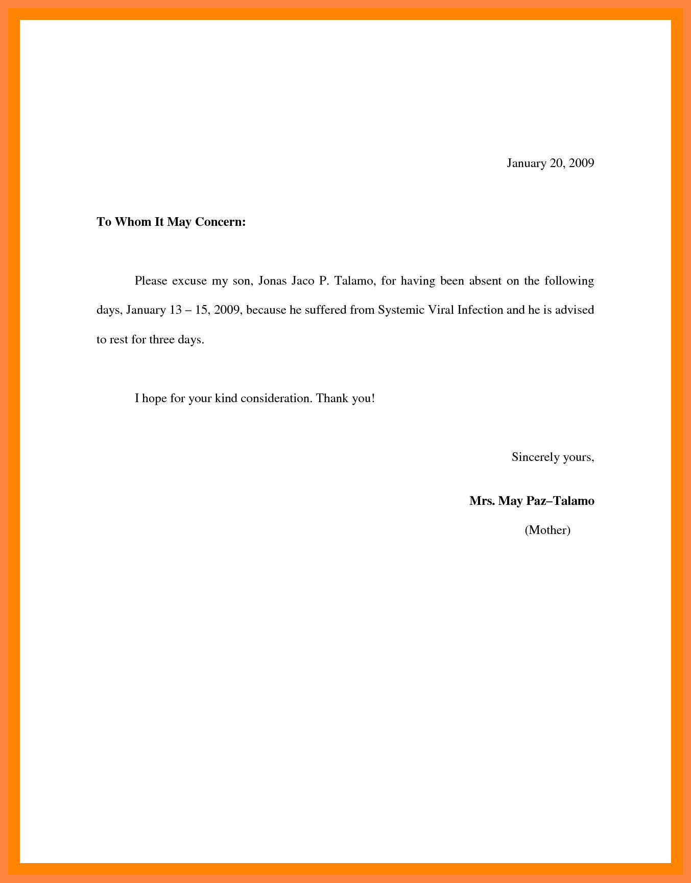 Letter for Absent In School Inspirational School Absence Excuse Letter Sample Example Excuse