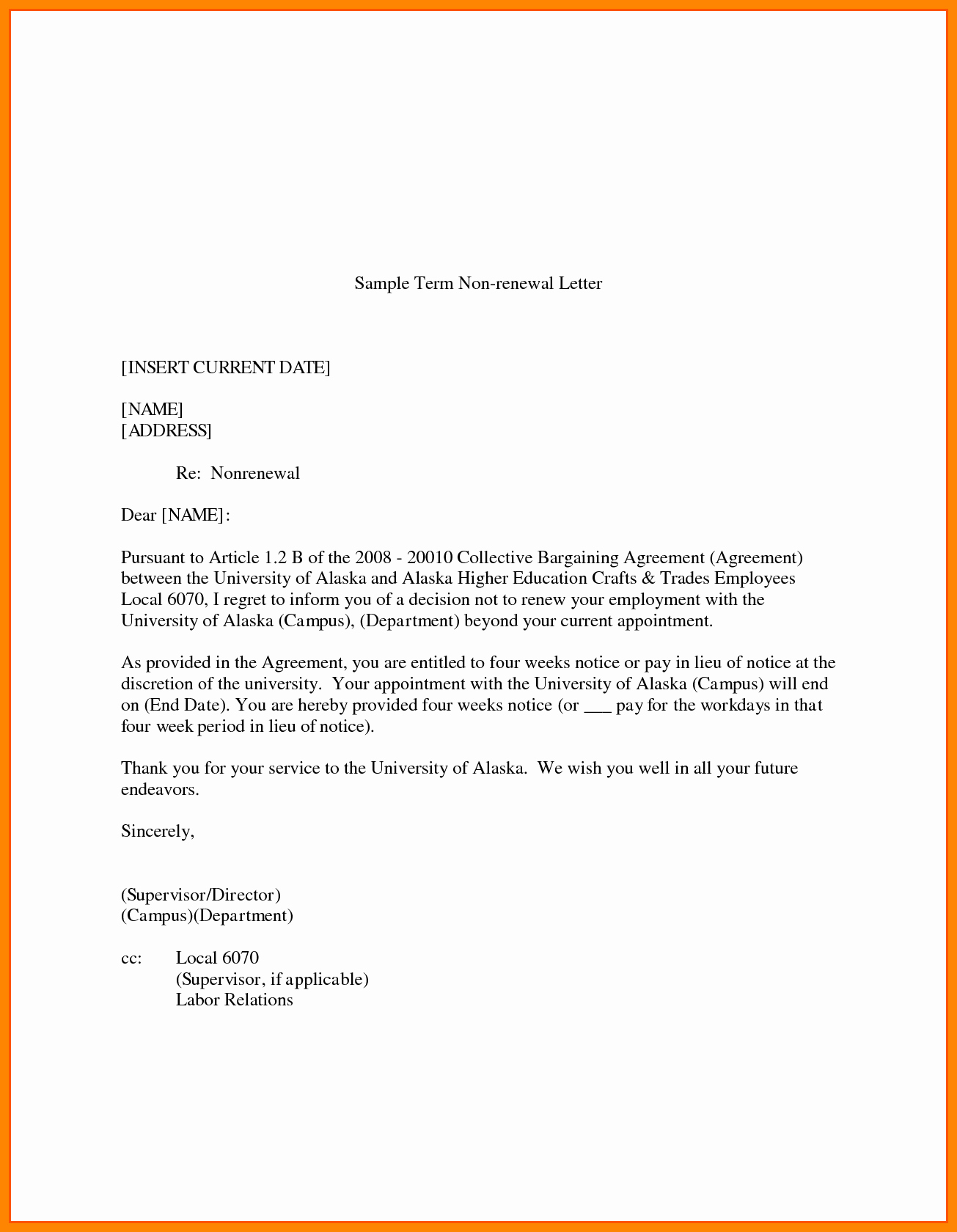 45 Letter For Not Renewing Lease