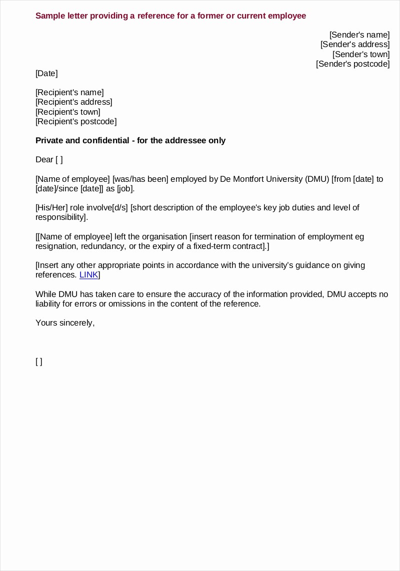 Letter Of Recomendation for Employment Fresh 9 Employee Reference Letter Examples &amp; Samples In Pdf