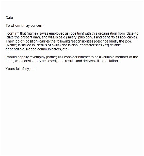 Letter Of Recommendation Employment Template Awesome 15 Sample Reference Letters