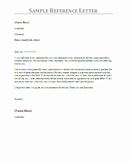Letter Of Recommendation Employment Template Best Of 10 Reference Letter Samples