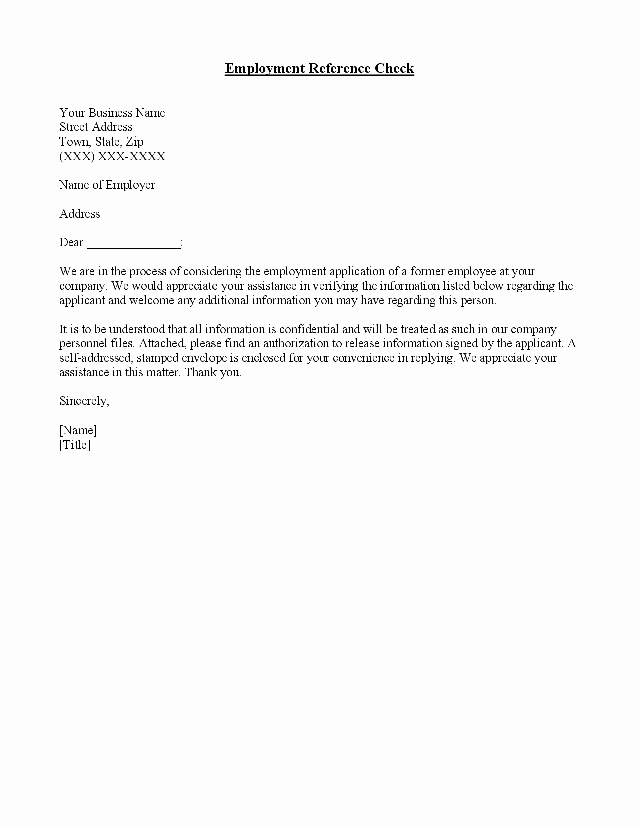 Letter Of Recommendation Employment Template Unique Best S Of Employment Reference Letter Job Application
