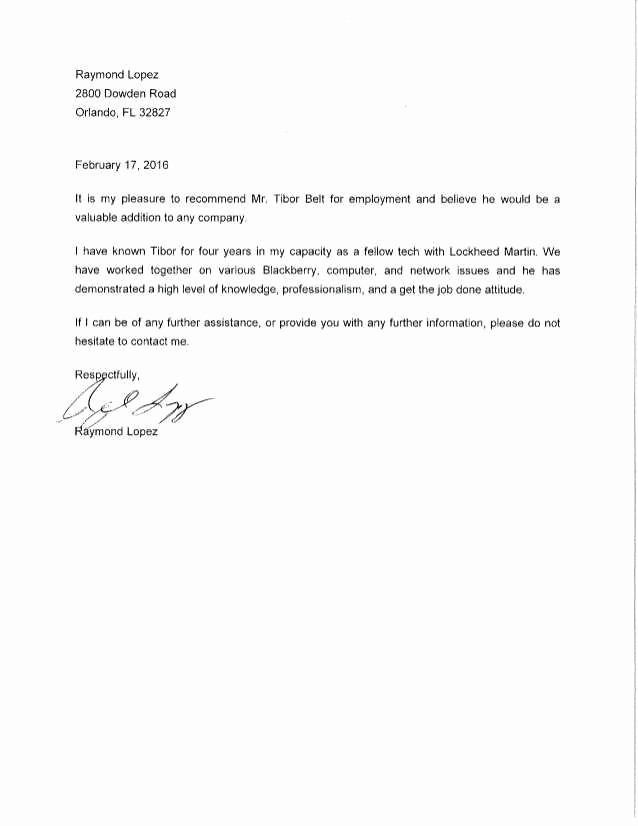 Letter Of Recommendation From Coworker Elegant 4 5 Letter Of Re Mendation for Co Worker