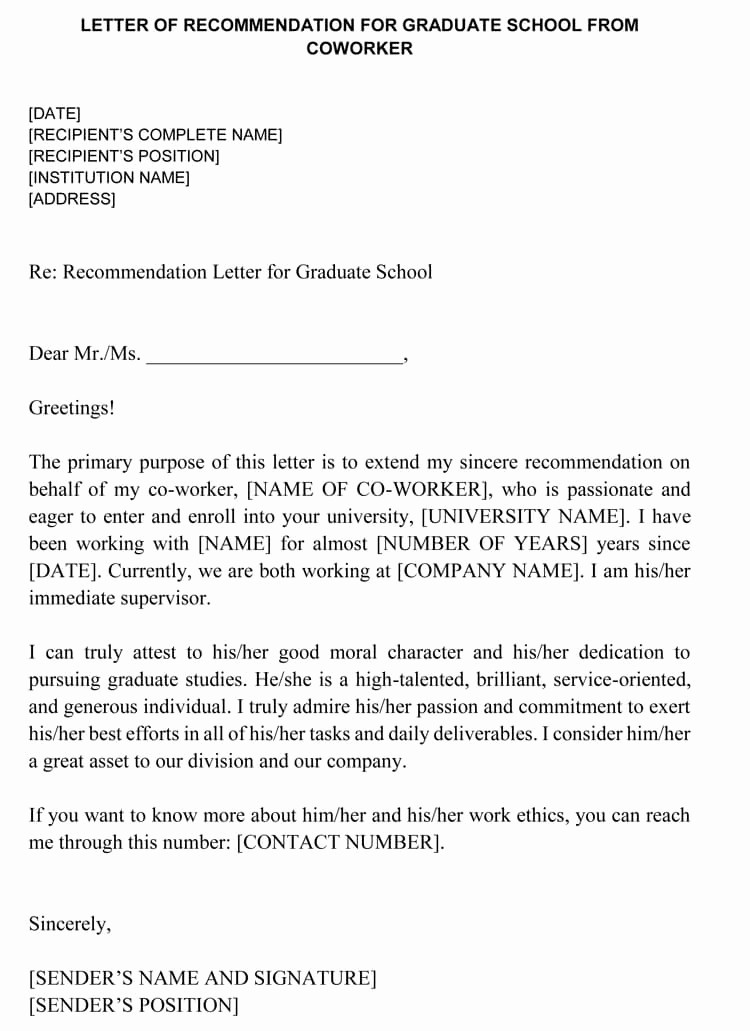 Letter Of Recommendation From Coworker New Letter Of Re Mendation for Co Worker 18 Sample Letters