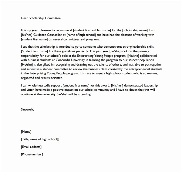 Letter Of Recommendation Template Student Elegant 7 Student Reference Letters