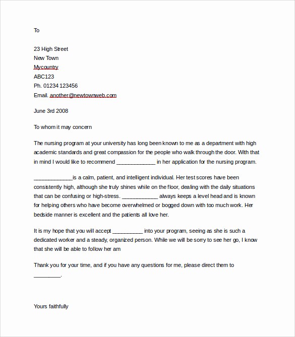 Letter Of Recommendation Template Student Lovely 35 Letters Of Re Mendation for Student Download for