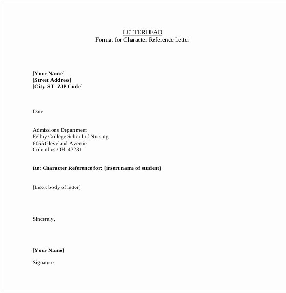 Letter Of Recommendation with Letterhead Beautiful 42 Reference Letter Templates Pdf Doc