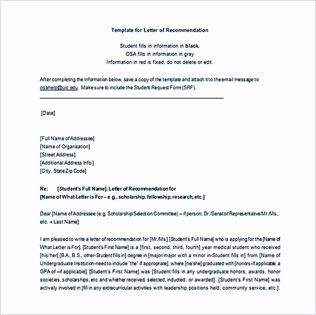 Letter Of Recommendation Word Template Beautiful Graduate School Re Mendation Letter