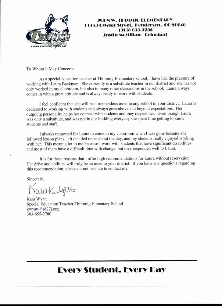 Letter Of Reference for Teachers Fresh Kara Wyatt Special Education Teacher
