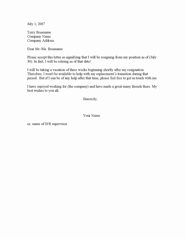 Letter Of Resignation Retirement Example Awesome Best Resignation Letter