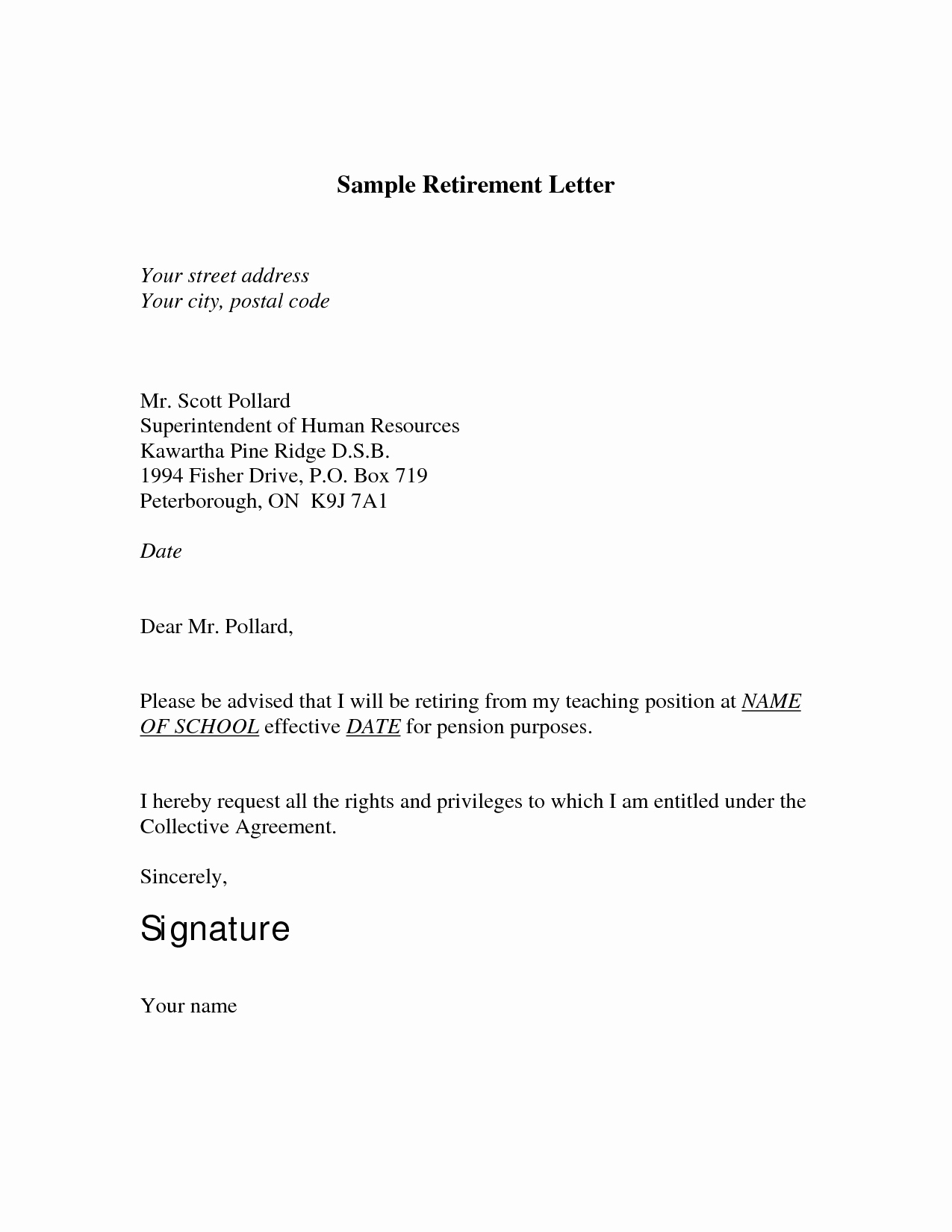 Letter Of Resignation Retirement Example Unique 8 Best Of Free Printable Retirement Letters