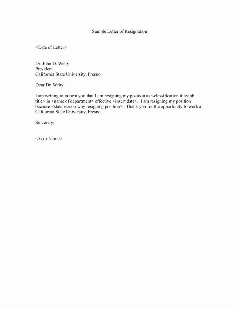 Letter Of Resignation Template Download Inspirational 33 Simple Resign Letter Templates Free Word Pdf Excel