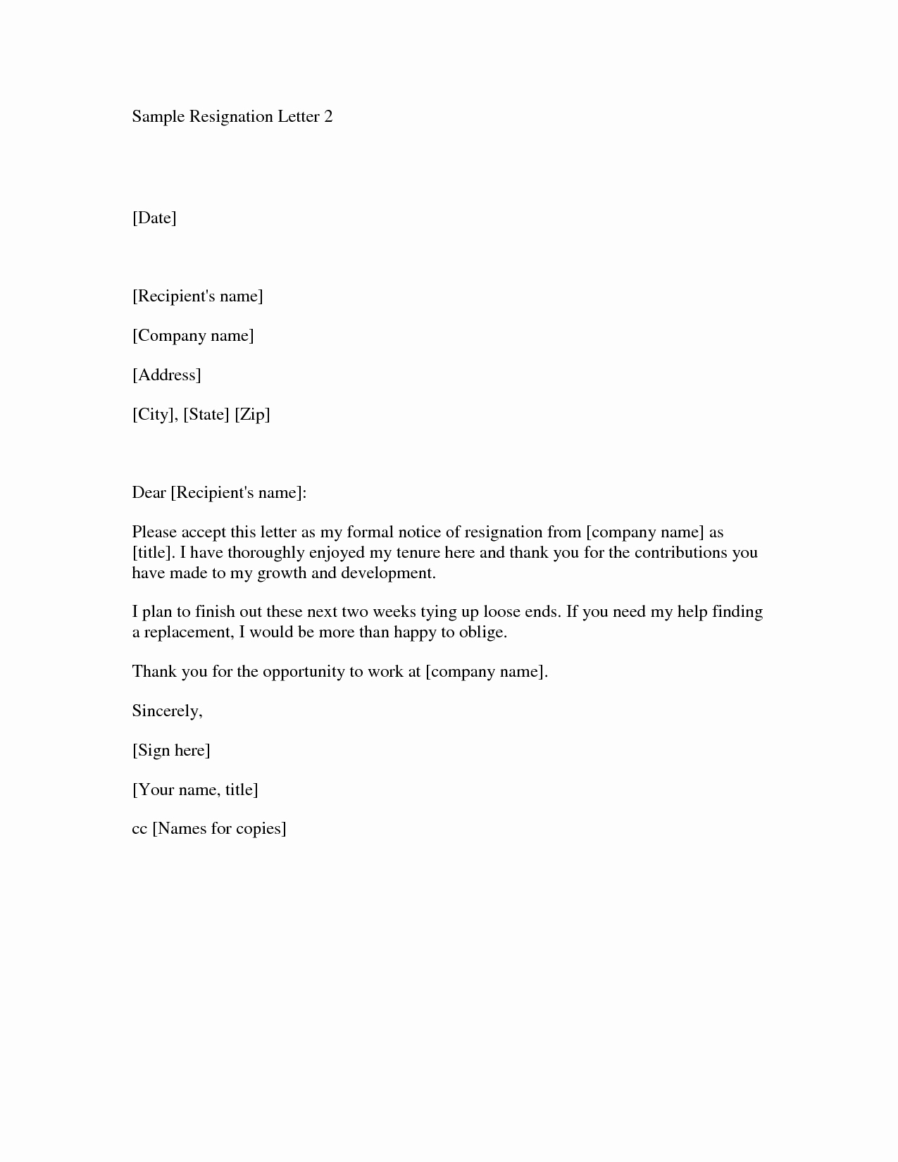 Letter Of Resignation Template Download Luxury Free Printable Letter Of Resignation form Generic