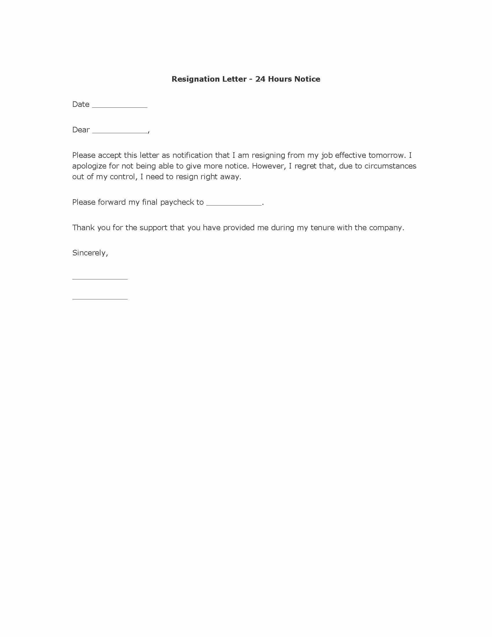 Letter Of Resignation Template Download New Letter Resignation Template Word