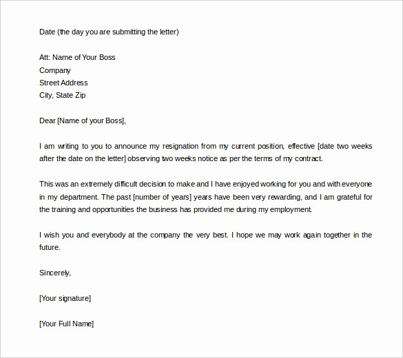 Letter Of Resignation Template Microsoft Awesome 34 Two Weeks Notice Letter Templates Pdf Google Docs