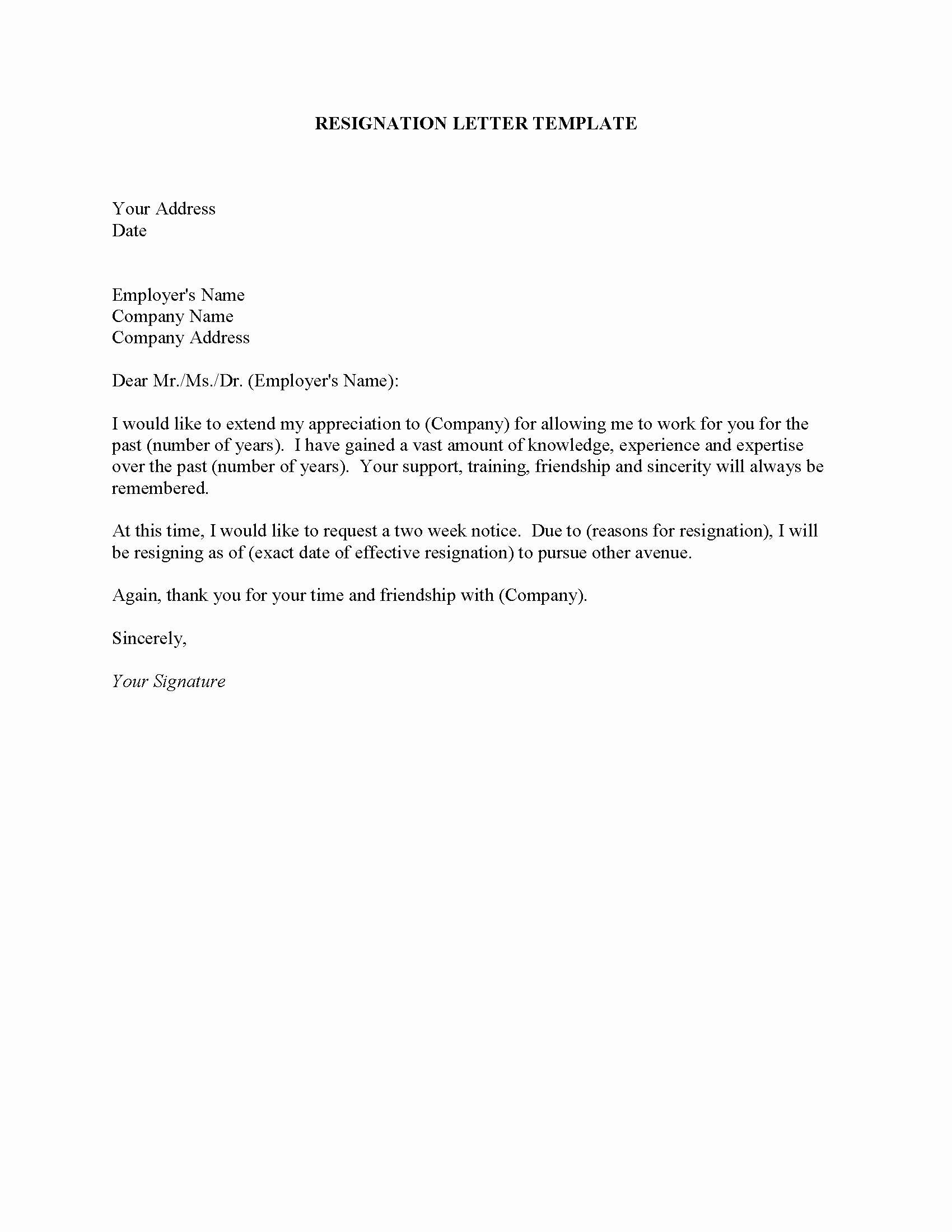 Letter Of Resignation Template Microsoft Elegant Resignation Letter Microsoft Template Cover Letter