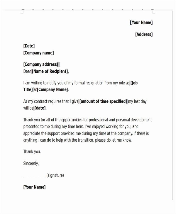 Letter Of Resignation Template Microsoft Luxury 6 Resignation Letter Templates Uk