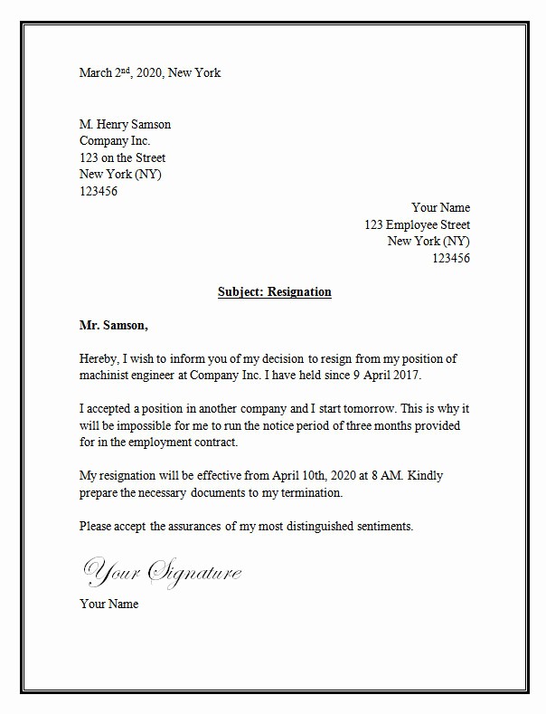 Letter Of Resignation Template Microsoft New Resignation Letter Template – Resignation Letter