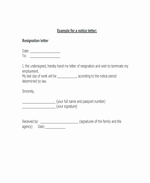 Letter Of Resignation Template Microsoft New Templates for Resignation Letter Short Notice Free Word
