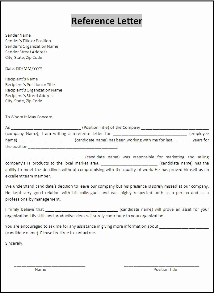 Letter Template for Microsoft Word Best Of 10 Reference Letter Samples