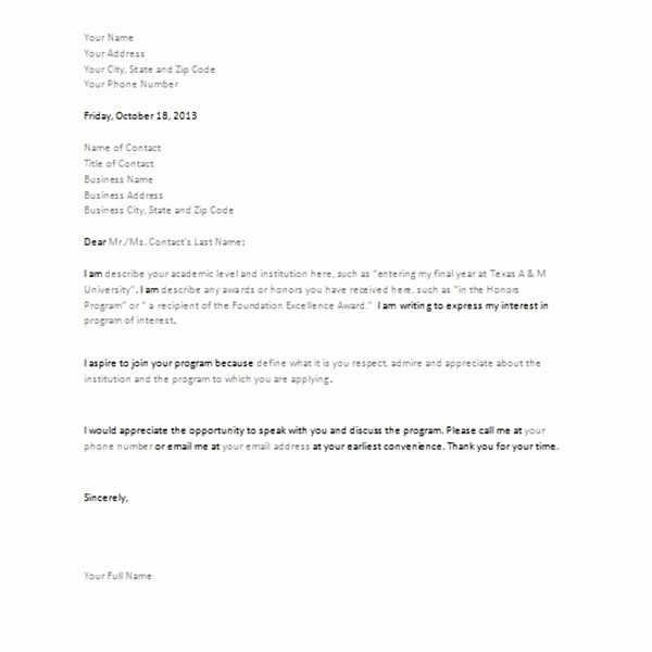 Letter Template for Microsoft Word Best Of Best S Of Letter Intent Word Template Sample