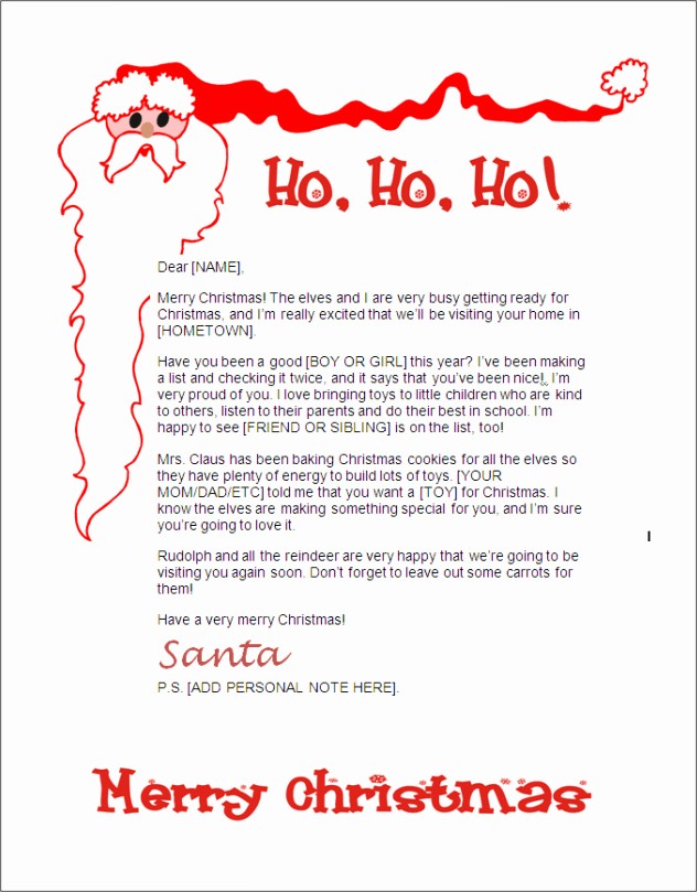 Letter to Santa Claus Templates Elegant Letters From Santa Templates