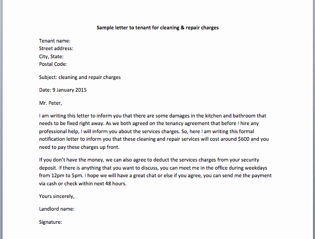 Letter to Tenant About Repairs Beautiful Sample Letter to Landlord for Reimbursement for Repairs