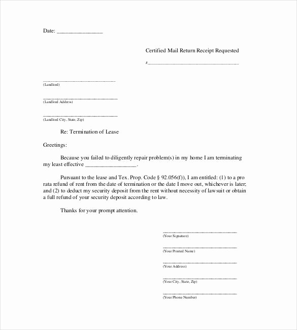 sample lease termination letter
