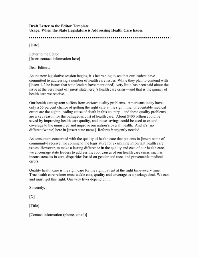 Letter to the Editor Templates Awesome Letter to Editor Template Redstavernfo