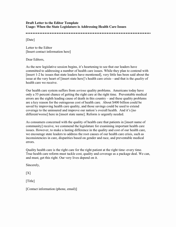 Letter to the Editor Templates Unique Draft Letter to the Editor Template In Word and Pdf formats