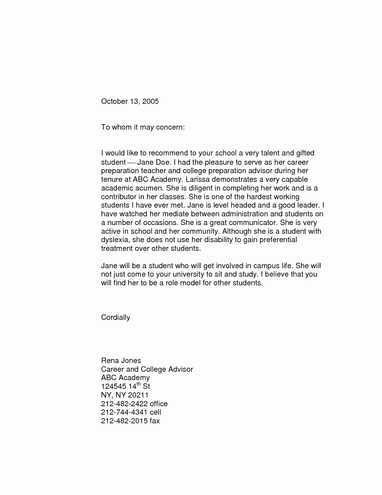 Letters Of Recommendation format Samples Beautiful Sample Re Mendation Letters