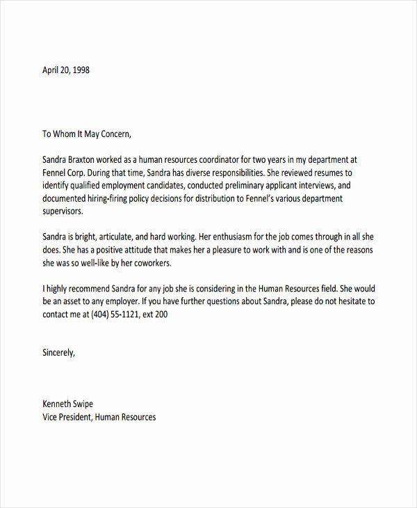 Letters Of Reference for Employees Luxury 10 Employee Re Mendation Letter Template 10 Free