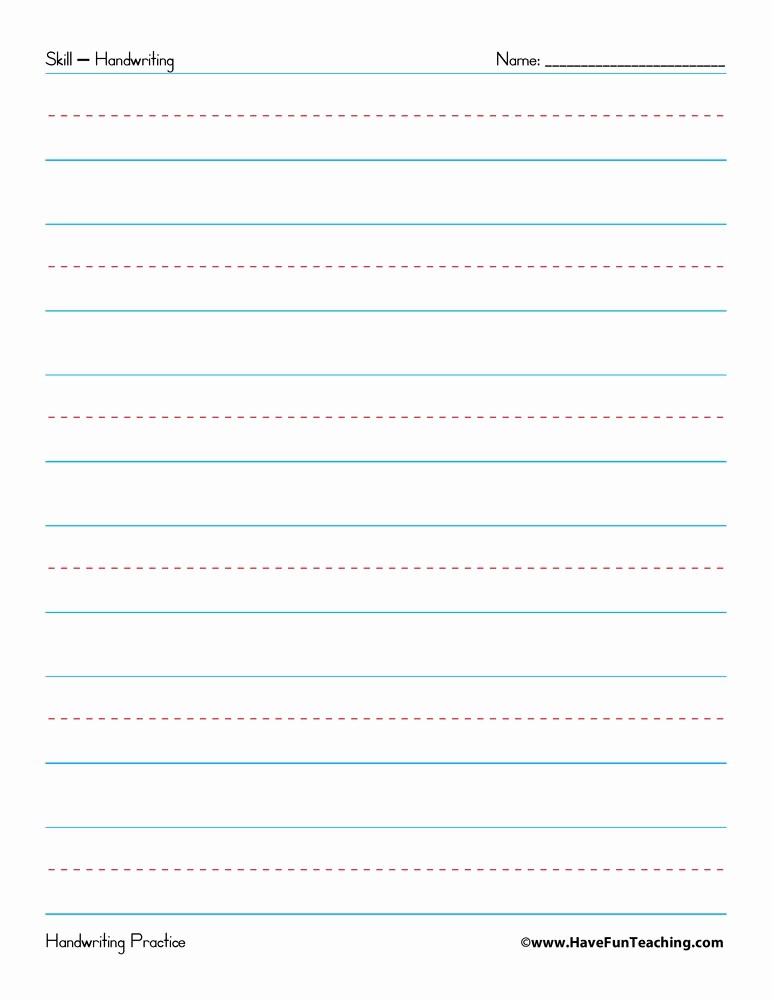 Lined Sheets for Handwriting Practice Elegant Handwriting Practice Paper Have Fun Teaching